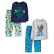 Simple Joys by Carter's Jungen 4-Piece Pajama (Cotton Top & Fleece Bottom) Pyjama-Set, Blau Gorilla/Grau Drache/Marineblau Textaufdruck, 5-6 Jahre