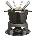 MasterClass Cast Iron Fondue Set for Chocolate, Cheese, Meat, 21 x 18 cm, Black