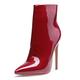 Castamere Womens Zippers Ankle Boots Pointed Toe Stilettos Booties 4.7IN High Heel Red Wine Patent Shoes UK 5