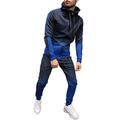 acelyn Mens Tracksuit Gradient Outfit Set Long Sleeve Zip Hoodie Jogging Bottoms Sports Suits Casual Trousers Blue, M