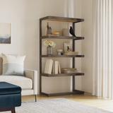 Trent Austin Design® Gorlest Bookcase w/ Storage in Black/Brown | 66 H x 36 W x 16.5 D in | Wayfair 90F032FBFCF149C09E403414E6FBDC83