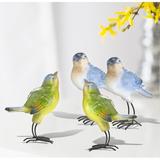 Rosalind Wheeler 2 Piece Keller Resin & Metal Bloomsbury Bird Figurine Set Resin in Blue/Gray/White | 12.8 H x 5.31 W x 6.3 D in | Wayfair