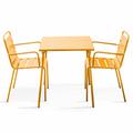 Ensemble table de jardin bistrot et 2 fauteuils acier jaune - Palavas - Jaune