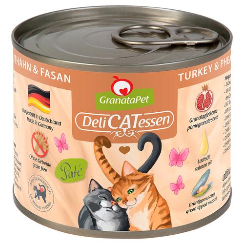 24 x 200 g DeliCatessen Truthahn & Fasan Granatapet Katzenfutter nass