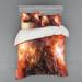 East Urban Home Outer Space Duvet Cover Set Microfiber in Orange | Queen Duvet Cover + 3 Additional Pieces | Wayfair
