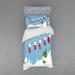 East Urban Home Little Bird & Socks Hanging on Clothesline Snowy Children Cartoon Print Duvet Cover Set Microfiber in Blue | Wayfair