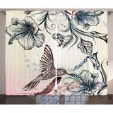 East Urban Home Hummingbird Floral Semi-Sheer Rod Pocket Curtain Panels Polyester in Brown | 84 H in | Wayfair 08776F098CE449449BF6BA190856A2AE