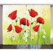 East Urban Home Poppy Floral Semi-Sheer Rod Pocket Curtain Panels Polyester in Brown | 96 H in | Wayfair AB10DA23BD4A429EB8362ADF22A1110D