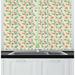 East Urban Home Floral Repeating Watercolor Style Rose Flower on Creme Tone Backdrop Illustration Kitchen Curtain | 39 H x 55 W x 2.5 D in | Wayfair
