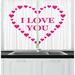 East Urban Home 2 Piece Love Romance Hearts I Love You Lettering on Plain Backdrop Illustration Pattern Kitchen Curtain Set | Wayfair