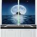 East Urban Home 2 Piece Piano Lonely Instrument on a Surreal Iceberg on Ocean at Night w/ Full Moon Kitchen Curtain Set | Wayfair