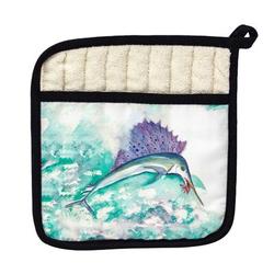 Betsy Drake Interiors Betsy's Sailfish Potholder Cotton in Blue/Green | 9 W in | Wayfair PT446