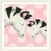 Great Big Canvas 'Zebra Mommy & Baby on Blue' Circle Frame Art Print in Pink/Blue | 24 H x 24 W in | Wayfair 2439642_21_16x16_none