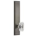 Grandeur Carré Tall Plate Privacy w/ Baguette Clear Crystal Door Knob Brass/Crystal in Gray | 11 H x 2.5 W in | Wayfair 837069