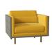 Armchair - Maria Yee Maxwell 36.25" Wide Armchair Wood/Fabric in Gray/Yellow/Brown | 32.25 H x 36.25 W x 32.5 D in | Wayfair 265-109120094F65R08