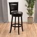 Red Barrel Studio® Bellefontaine Swivel Bar Stool Wood/Upholstered/Leather in Black/Brown | 43.25 H x 18 W x 19 D in | Wayfair