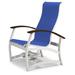 Red Barrel Studio® Hinch Marine Grade Sling Hidden Motion Chat Swivel Patio Chair in Gray/White/Blue | 39 H x 27.5 W x 28.5 D in | Wayfair