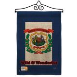 Breeze Decor West Virginia 2-Sided Burlap 19 x 13 in. Garden Flag in Blue/Brown | 18.5 H x 13 W in | Wayfair BD-SS-GS-108115-IP-DB-02-D-US13-BD