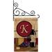 Breeze Decor Wine Initial Happy Hour & Drinks 2-Sided Burlap 19 x 13 in. Garden Flag in Red/Brown | 18.5 H x 13 W x 0.1 D in | Wayfair