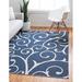 Blue/Navy 50 x 0.16 in Area Rug - Longshore Tides Alexei Damask Cotton Navy Blue/Ivory Area Rug Cotton | 50 W x 0.16 D in | Wayfair