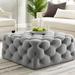 House of Hampton® Madeline Allover Tufted Square Cocktail Ottoman Linen in Gray | 17 H x 33 W x 33 D in | Wayfair 3AD3C60586424E31BA5D562BA3446BB4