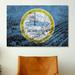 Winston Porter Boston, Massachusetts Flag, Grunge City Skyline - Graphic Art Print on Canvas in Blue/Yellow | 12 H x 18 W x 0.75 D in | Wayfair