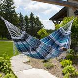 Ebern Designs Vivere Jethro Authentic Brazilian Double Classic Cotton Hammock (450 lb Capacity) Cotton in Blue | 1 H x 65 W x 160 D in | Wayfair