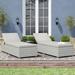 Beachcrest Home™ Gerrald 78" Reclining Single Chaise w/ Cushion Wicker/Rattan in Brown/Gray/White | 16 H x 31 W x 78 D in | Outdoor Furniture | Wayfair