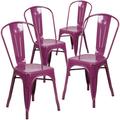 Flash Furniture Peterson Armless Stacking Dining Chair Metal | 33.5 H x 17.75 W x 20 D in | Wayfair 4-ET-3534-PUR-GG