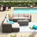 Lark Manor™ Anastase 10 Piece Sectional Seating Group w/ Cushions Synthetic Wicker/All - Weather Wicker/Wicker/Rattan in Brown | Outdoor Furniture | Wayfair