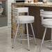 Brayden Studio® Traci Swivel Counter & Bar Stool Upholstered/Leather/Metal/Faux leather in Gray/White | 34.63 H x 21.75 W x 19.63 D in | Wayfair