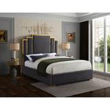Mercer41 Amaia Tufted Solid Wood & Platform Bed Wood & /Upholstered/Velvet in Gray | 63 H x 65.5 W x 86.5 D in | Wayfair