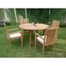 Rosecliff Heights Marcelo Round 4 - Person Outdoor Dining Set Wood/Metal/Teak in Brown/White | 30.5 H x 48 W x 48 D in | Wayfair