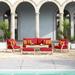 Winston Porter Jolen 7 Piece Sofa Seating Group w/ Cushions Wood/Natural Hardwoods in Brown/White | 29 H x 74 W x 30 D in | Outdoor Furniture | Wayfair