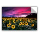 East Urban Home Sunflower Sunset Removable Wall Decal Vinyl in White | 24 H x 36 W in | Wayfair 0yor173a2436p