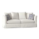 Rosecliff Heights Charlene 85" Flared Arm Sofa Bed w/ Reversible Cushions Polyester/Other Performance Fabrics in White | Wayfair