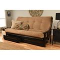 The Twillery Co.® Stratford 86" Queen Futon & Mattress w/ Drawer set Wood/Solid Wood in Black/Brown | 44 H x 86 W x 37 D in | Wayfair