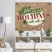 The Holiday Aisle® Happy Holidays Christmas Wish on Burlap - Textual Art Print Canvas/Metal in Green/Red | 16 H x 32 W x 1 D in | Wayfair