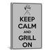Winston Porter Jetter Keep Calm & Grill On - Graphic Art Print on Canvas in Black/Gray | 18 H x 12 W x 0.75 D in | Wayfair
