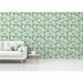 Bay Isle Home™ Hortencia Tropical Monstera Leaf Smooth Peel & Stick Wallpaper Panel Fabric in Green/White | 24 W in | Wayfair