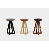 ARTLESS X3 30" Swivel Bar Stool Wood/Upholstered/Leather/Genuine Leather in Red/Yellow | 30 H x 16 W x 16 D in | Wayfair A-X3-L-B-BWO-B