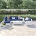 Wade Logan® Azyon 7 Piece Sectional Seating Group w/ Cushions Synthetic Wicker/All - Weather Wicker/Wicker/Rattan in Blue | Outdoor Furniture | Wayfair