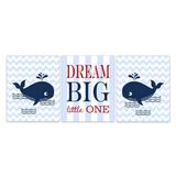 Harriet Bee Elizondo Whale Nursery 'Dream Big Little One' Paper Print Set of 3 Paper in Blue | 10 H x 8 W x 0.25 D in | Wayfair