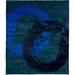 Black/Blue 120 W in Rug - Isabelline One-of-a-Kind Janeen Hand-Knotted Tibetan Blue 10' Round Wool Area Rug Wool | Wayfair