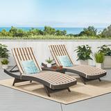 Wrought Studio™ Brezza 79.25" Long Reclining Chaise Lounge Set w/ Cushions & Table Wicker/Rattan in Brown | 15 H x 27.5 W x 79.25 D in | Outdoor Furniture | Wayfair