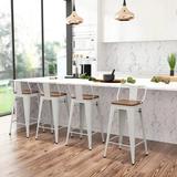 Williston Forge Saleh Bar & Counter Stool Wood in White | 36.7 H x 16.1 W x 16.1 D in | Wayfair 8E669FA4CB0940068B7076720293CDDF