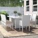 Wade Logan® Azyon Rectangular 8 - Person 79" Long Outdoor Dining Set w/ Cushions Metal in White | Wayfair 92646ADFDC53474BA0E4733C42FE85C7