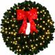 ACWreaths 3 Foot (36 Inch) L.E.D. Christmas Wreath w/ Pre-Lit Red Bow Traditional Faux in Green | 36 H x 36 W x 6 D in | Wayfair C81074