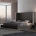 Orren Ellis Aesara Tufted Standard Bed Wood & /Upholstered/Metal & /Faux leather/Metal in Gray | 60 H x 92 W x 91 D in | Wayfair