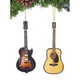 The Holiday Aisle® 2 Piece Guitarist's Favorite Hanging Figurine Ornament Set Wood in Black/Brown/Orange | 5 H x 3 W x 1 D in | Wayfair